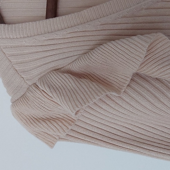 Revolve Tularosa Ruffled Sleeve Wrap Sweater Beige Size Medium - Picture 6 of 7